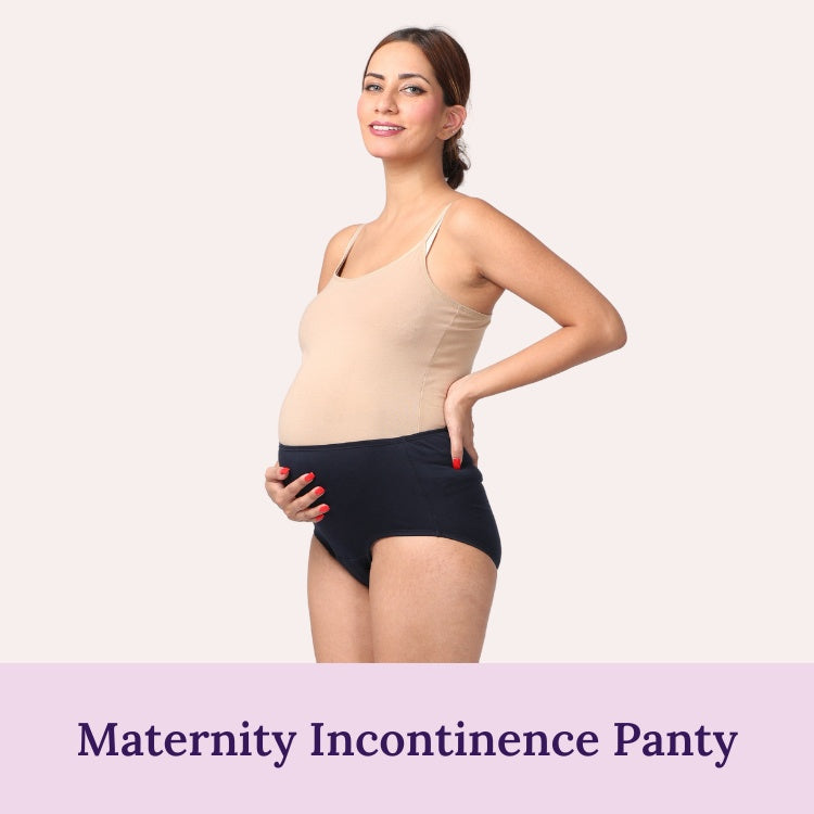 Image of pregnancy women wearing maternity incontinece panty