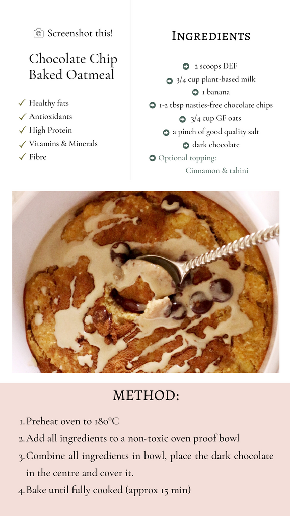 chocolate chip baked oats recipe