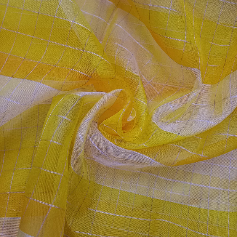 Daffodil Yellow Color Organza Fabric With Floral Emboridery –  fabricbysinghanias