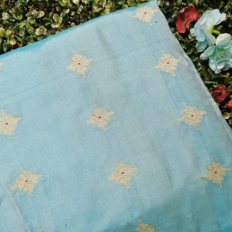 Pastel Blue Neelambari Katan Silk Fabric