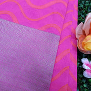 Pink Color Woven Lenin Fabric With Border