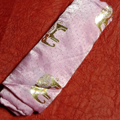 Rose Pink Silk Foil Printed Fabric