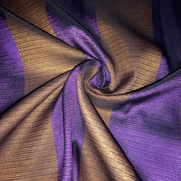 Purple And Gold Color Woven Silk Fabric