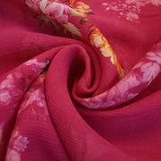 Cerise Pink Floral Printed Chiffon Fabric