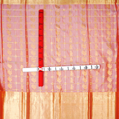 Pale Chestnut Color Kanjivaram Silk Handloom Fabric With Contrast Border