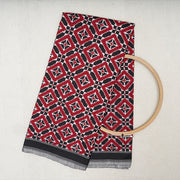 Orient Red Ikat Silk Geometric Pattern Handloom Fabric