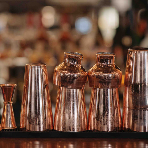 Rose gold cocktail shakers