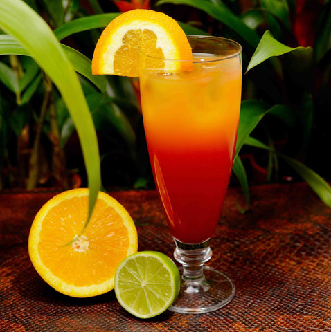 Tequila Sunrise cocktail with an orange garnish