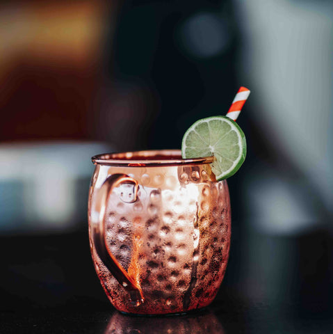 Moscow mule on a copper mug