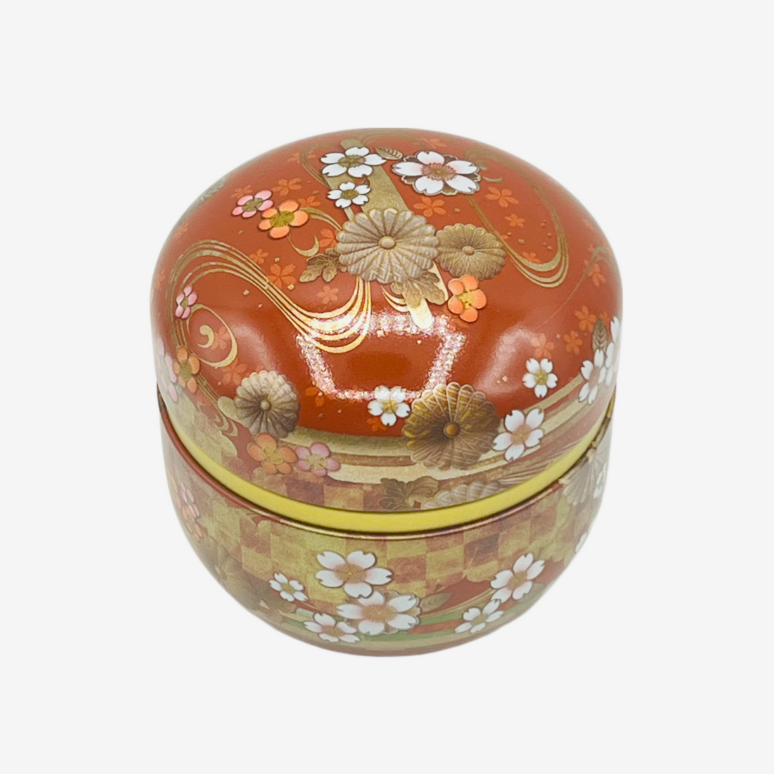 Tame Golden Leaf Brown Resin Lacquered Tea Canister - Japanese