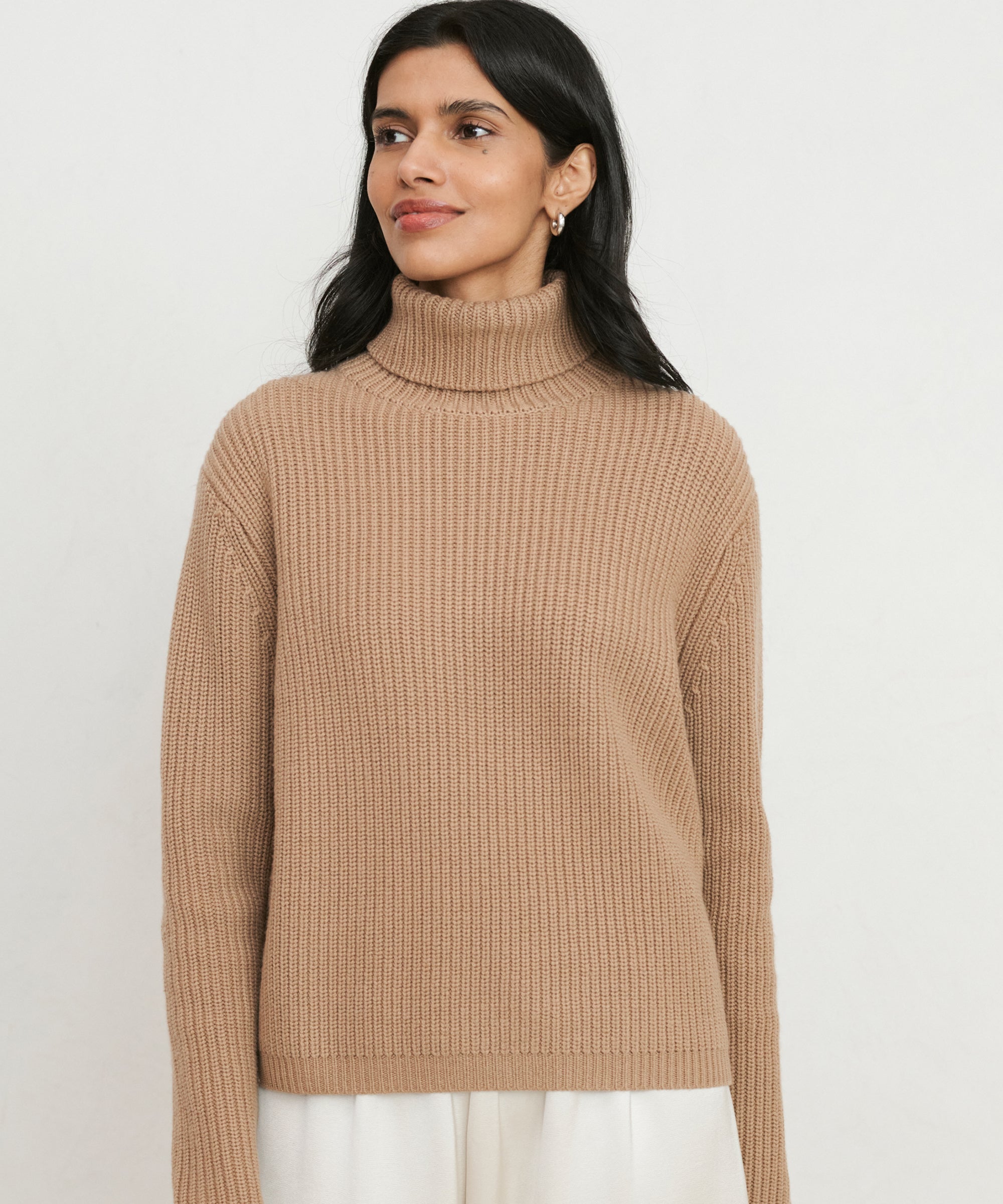 Claire Chunky Cashmere Turtleneck - Tan | Pine Cashmere Small / Tan