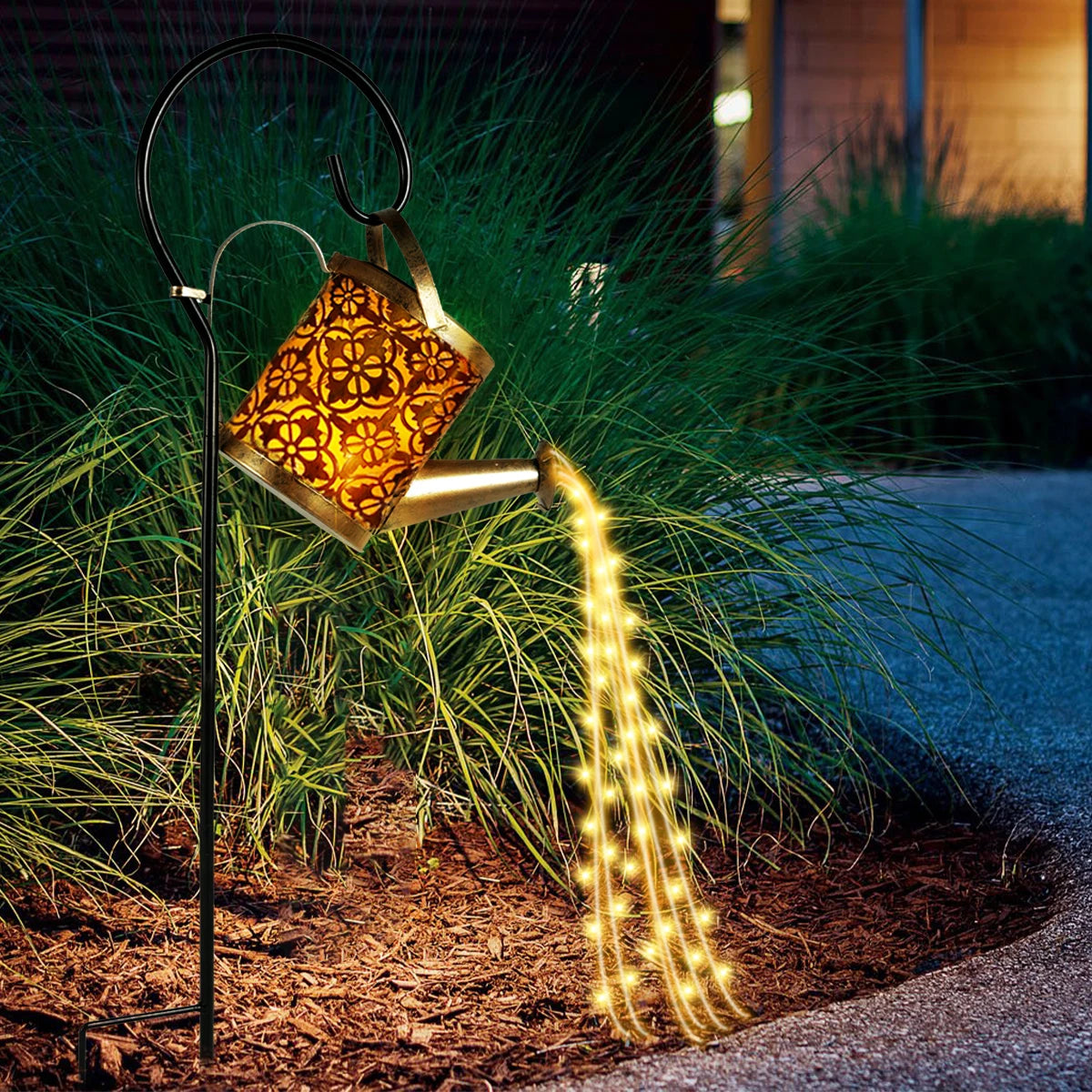 Retro Metal Solar Watering Can String Lights