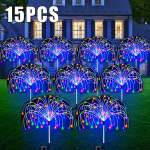 Solar LED Pathway Lights Outdoor Waterproof Garden Decor Firework Fairy Solar Lawn Lamp For Patio Walkway Yard - housey shop