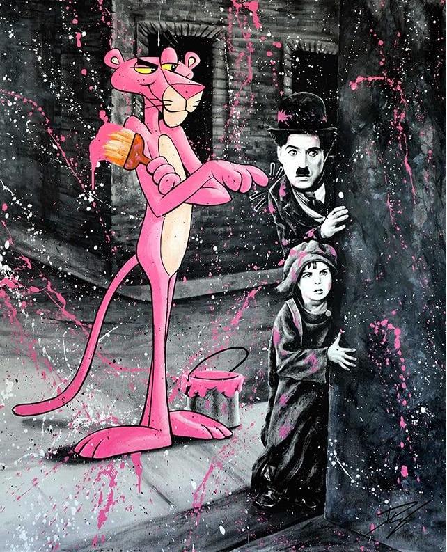 Pink Panther Pop Art Graffitti Printed on Canvas • CanvasPaintArt