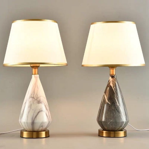 marble and brass table lamp