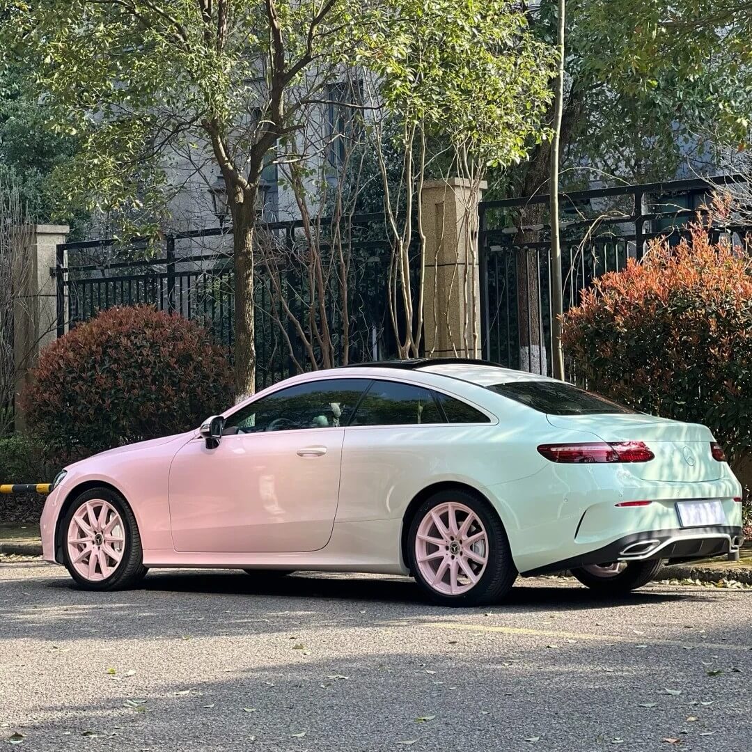 Mercedes-Benz E Coupe Pink Green Gradient Vinyl Wrap