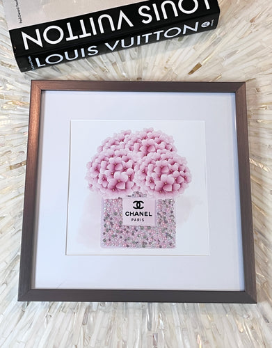 Hand Embellished Chanel Inspired Perfume Bottle Shadow Box – Pink