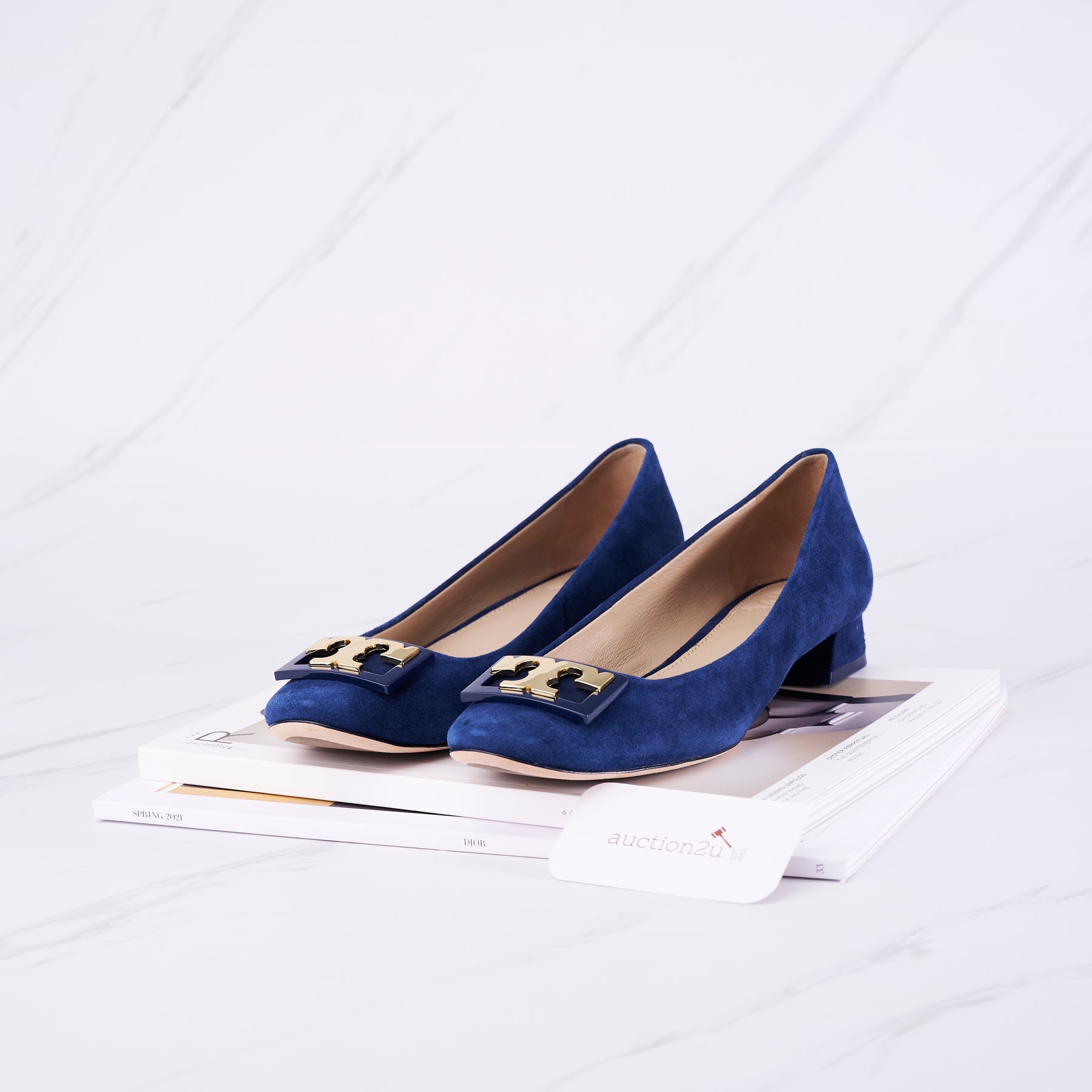 Pre-owned] Tory Burch Suede Pumps, Royal Navy | Size :  – Auction2u  Malaysia