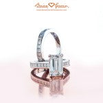 Brian Gavin Custom Platinum Setting for Emerald Cut with Channel Set Princess Cuts and Matching Band