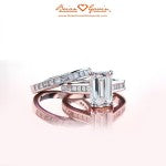 Brian Gavin Custom Platinum Setting for Emerald Cut with Channel Set Princess Cuts and Matching Band