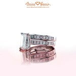 Brian Gavin Custom Platinum Setting for Emerald Cut with Channel Set Princess Cuts and Matching Band