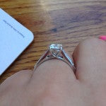 Lauren's Hand Shot showing her New Brian Gavin Diamond Engagement Ring