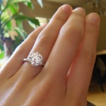Hand Shot of Sarah's Brian Gavin Diamond Engagement Ring