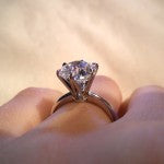 Side View of Sarah's Brian Gavin Classic Tiffany Half Round Solitaire