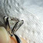 Prong Detail of Sarah's Brian Gavin Classic Tiffany Half Round Solitaire