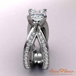 Side View of Brian Gavin CAD Rendering of Split Euro Shank Princess Cut Diamond Engagement Ring
