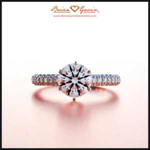 3 row domes pave solitiare engagement ring