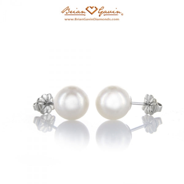 White Pearl Stud Earrings from Brian Gavin Diamonds