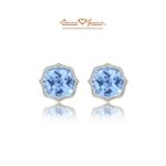 Cushion Checkered Blue Topaz Studs