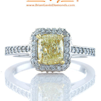 Fancy Orangy Yellow Cushion 1.20ct Diamond Ring