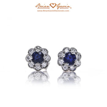 Round Blue Sapphire Earrings