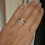 Ronda Wearing her Eternal Grace Solitaire and Diamond Wedding Band