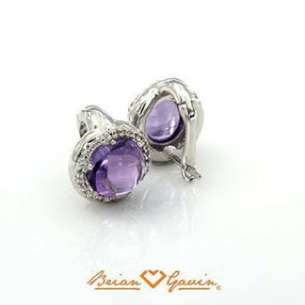 Brian Gavin Diamonds Round Cabouchon Light Amethyst Earrings