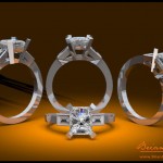 3 Stone Engagement Ring CAD