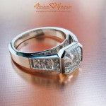 Custom Bezel and French Cut Diamond Engagement Ring