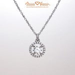 Front View of the Brian Gavin Diamond Halo Pendant with Airline