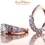 Brian Gavin Custom Rose Gold and Platinum Ring and Matching Diamond Band