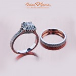 Ashley's Halo Diamond Engagement Ring and Matching Band by Brian Gavin