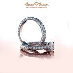 Brian Gavin Hand Engraved Cathedral Engagement Ring and Matching Diamond Band