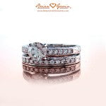 Brian Gavin Hand Engraved Cathedral Engagement Ring and Matching Diamond Band