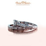 Brian Gavin Hand Engraved Cathedral Engagement Ring and Matching Diamond Band