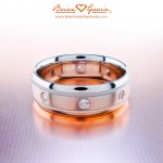 Seth's 7mm Domed Comfort Fit Band with Satin Center, Milgrain and 8 x .03 ct