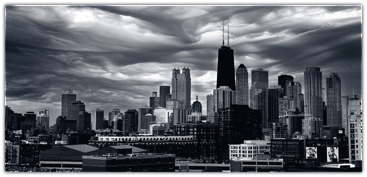 Black and white photo of Chicago Skyline