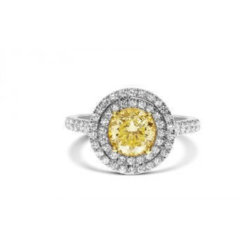 Fancy Yellow Round 1.31ct Diamond Ring