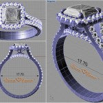 Original CAD Illustration of Ashley's Halo Diamond Engagement Ring