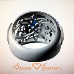 Initial Inside View of CAD Rendering of 5 Stone Signature Cushion Cut Custom Ring by Brian Gavin